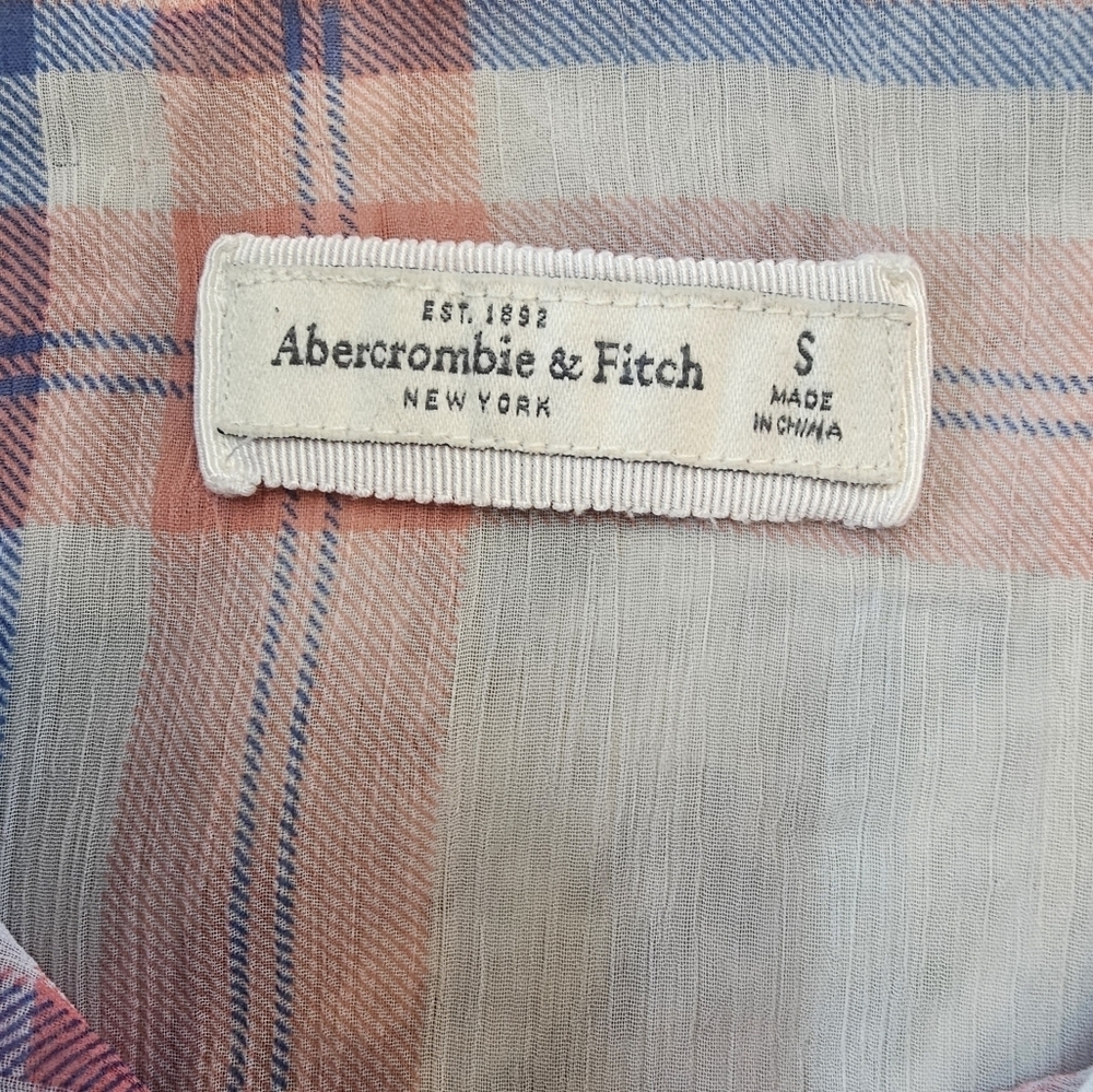 Abercrombie & Fitch Sheer Plaid Button Down Shirt Size Small - Picture 6 of 11